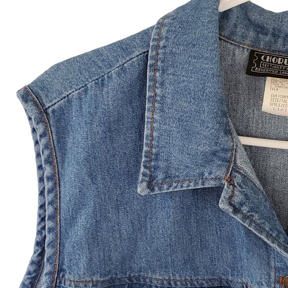 Vintage Chorus Blues Denim Vest Women's Medium Pockets Button Front Sleeveless - Picture 8 of 8